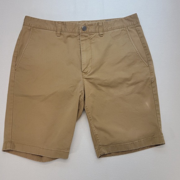 Bonobos Shorts Mens 34 Brown Khaki Slim 9" Preppy Flat Front Bermuda Stretch - Picture 1 of 10